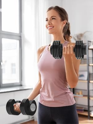 27.5/66/88LBS Pair Adjustable Dumbbell Set with Anti-slip Handle 12 In 1 Quick Dial Adjustment Weights With Safety Locking Button Space Saving Strength Training for Full Body Home Gym Workout