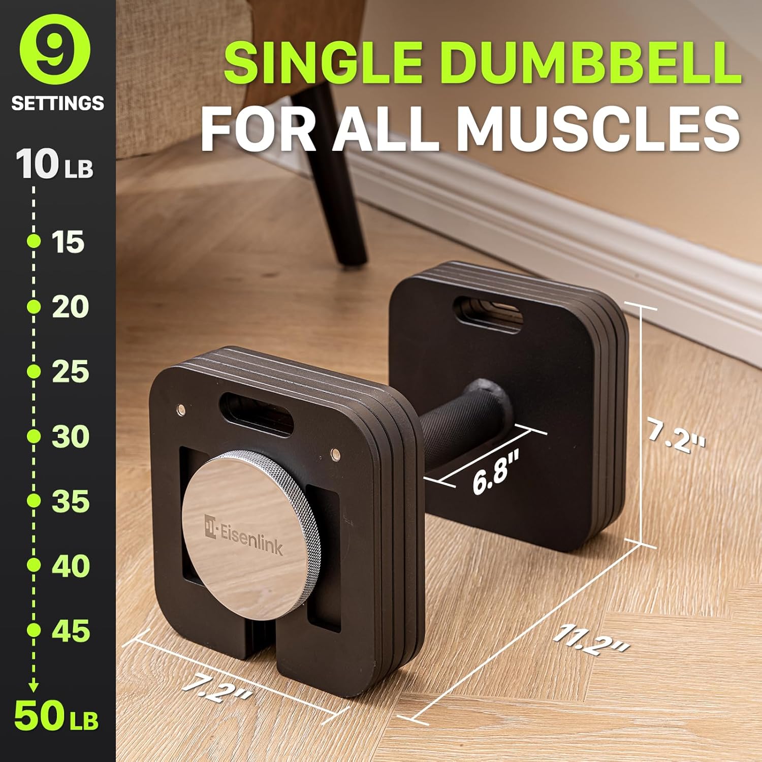 Adjustable Dumbbell Set, 10-50/80lb, 5lb Increments