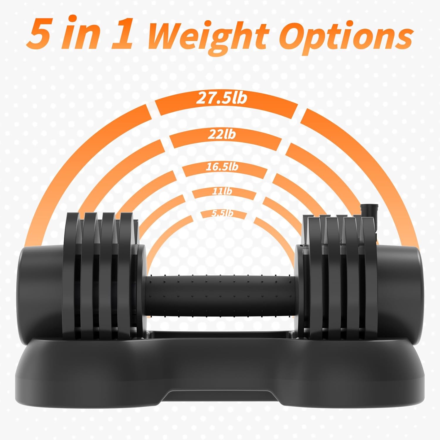 27.5/66/88LBS Pair Adjustable Dumbbell Set with Anti-slip Handle 12 In 1 Quick Dial Adjustment Weights With Safety Locking Button Space Saving Strength Training for Full Body Home Gym Workout
