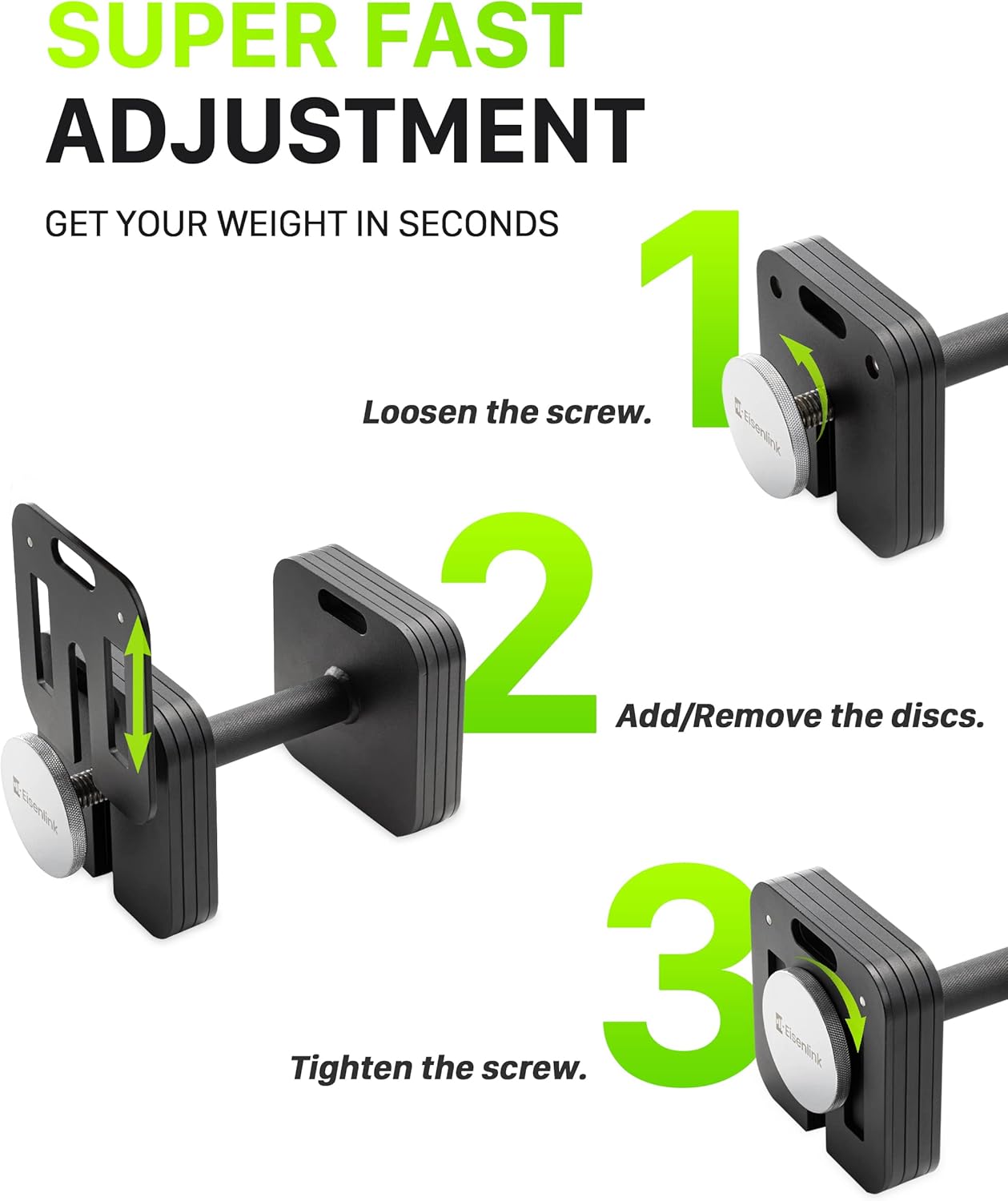 Adjustable Dumbbell Set, 10-50/80lb, 5lb Increments