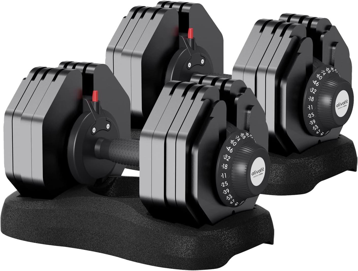 27.5/66/88LBS Pair Adjustable Dumbbell Set with Anti-slip Handle 12 In 1 Quick Dial Adjustment Weights With Safety Locking Button Space Saving Strength Training for Full Body Home Gym Workout