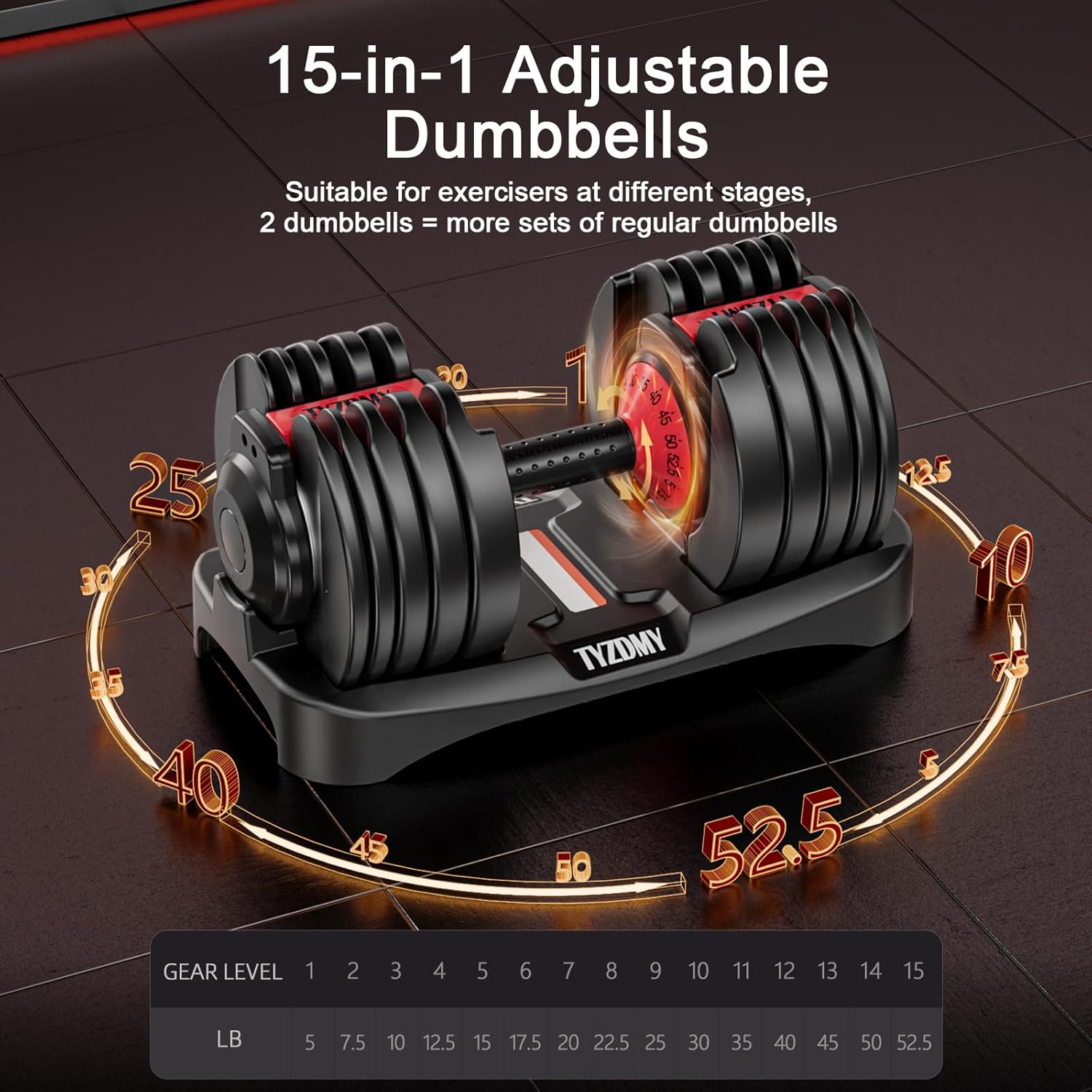 Adjustable Dumbbells Set of 2，Free Weights Dumbbells Set