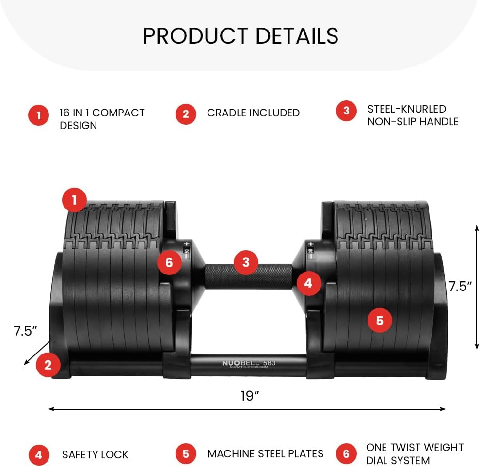 Adjustable Dumbbells 5-80 lbs: Replace 16 Sets