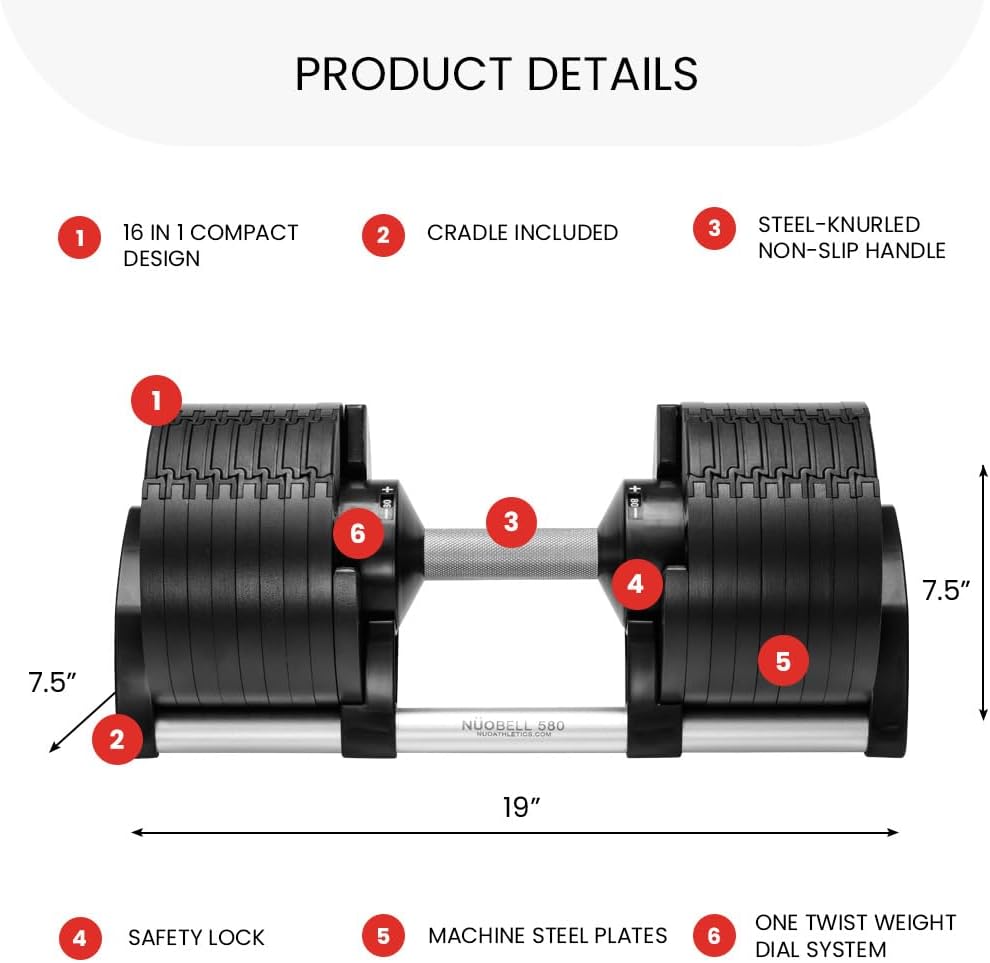 Adjustable Dumbbells 5-80 lbs: Replace 16 Sets