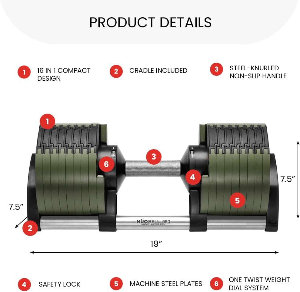 Adjustable Dumbbells 5-80 lbs: Replace 16 Sets