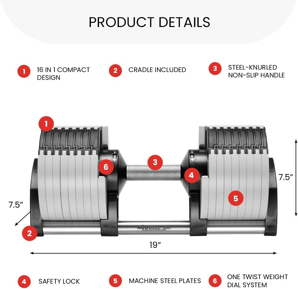 Adjustable Dumbbells 5-80 lbs: Replace 16 Sets