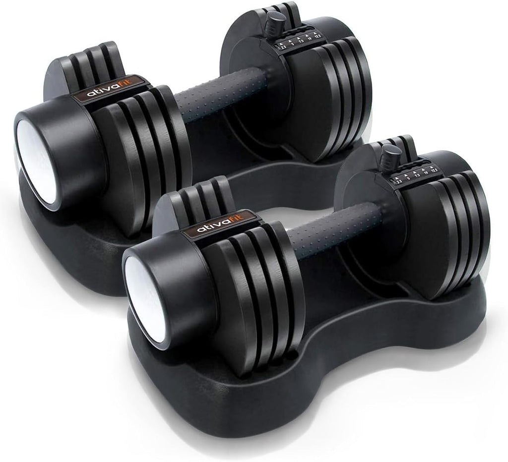 27.5/66/88LBS Pair Adjustable Dumbbell Set with Anti-slip Handle 12 In 1 Quick Dial Adjustment Weights With Safety Locking Button Space Saving Strength Training for Full Body Home Gym Workout