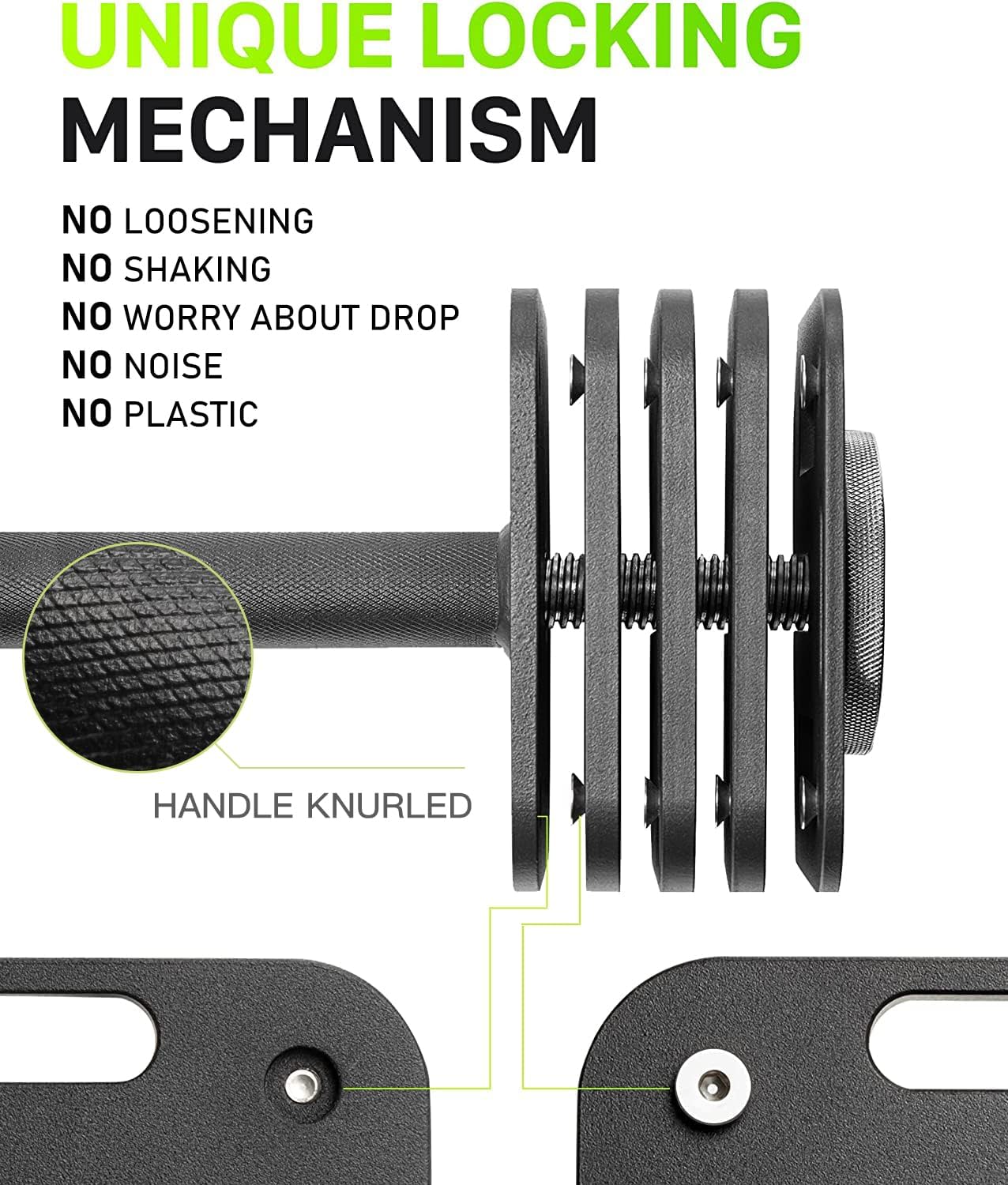 Adjustable Dumbbell Set, 10-50/80lb, 5lb Increments